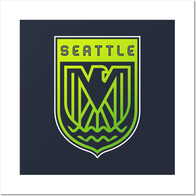 Modern Seattle Seahawks Football team Emblem Wall Art by BooTeeQue